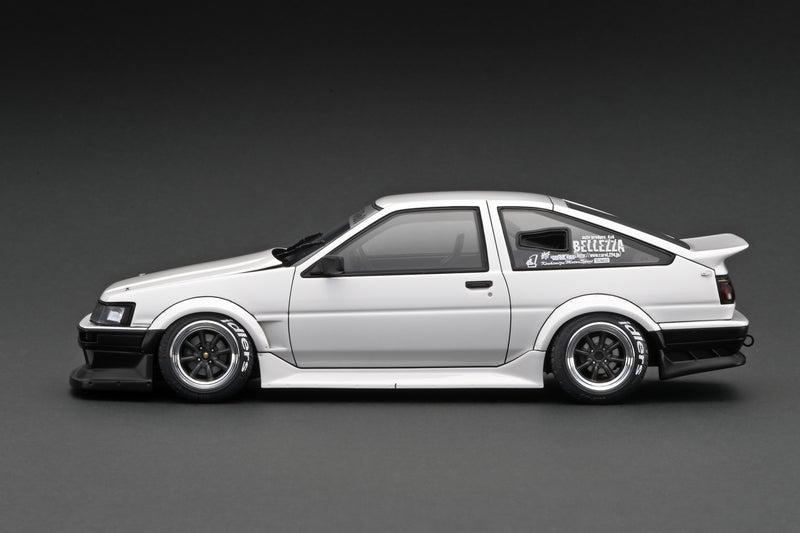 Ignition Model 1:18 Toyota AE86 RWB in White & Black with 4AG Engine Display