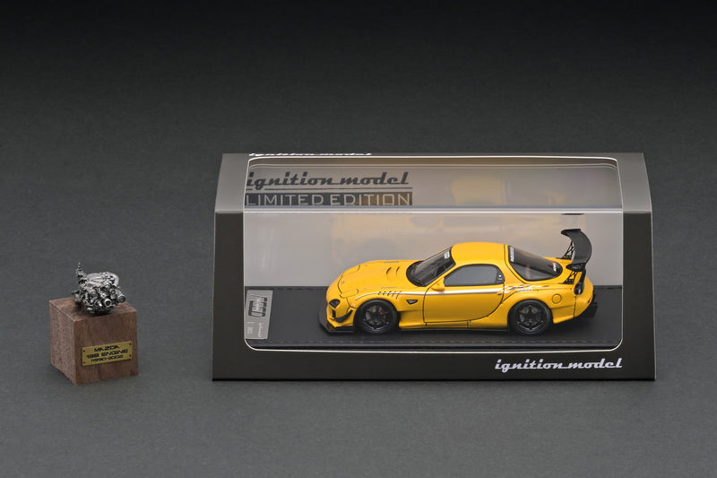 Ignition Model 1:43 Mazda RX-7 (FD3S) FEED Afflux GT3 in Yellow with 13B Engine Display