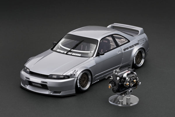 Ignition Model 1:18 Nissan Skyline GT-R (BNCR33) PANDEM in Silver with RB26DETT Engine Display