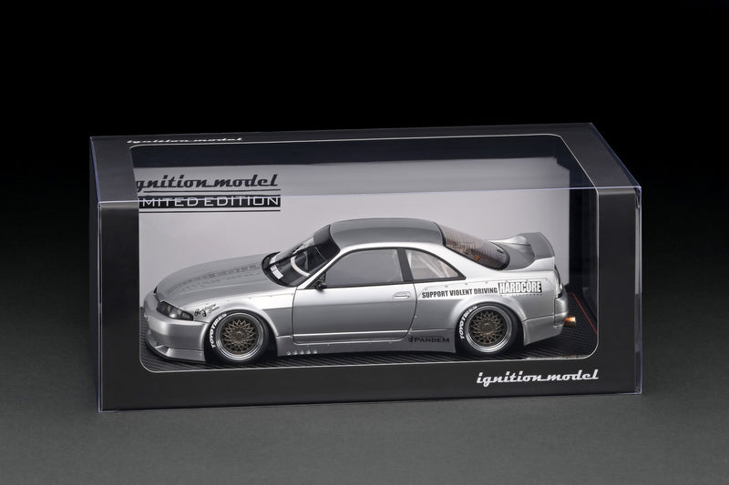 Ignition Model 1:18 Nissan Skyline GT-R (BNCR33) PANDEM in Silver with RB26DETT Engine Display