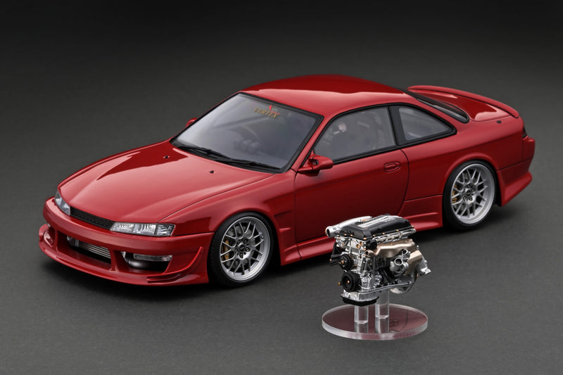 Ignition Model 1:18 Nissan Silvia (S14) VERTEX in Red Metallic with SR20 Engine Display