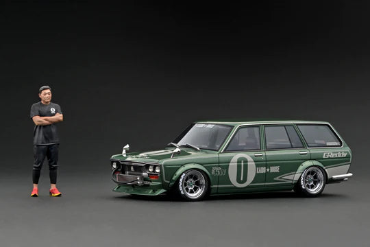 Ignition Model 1:18 Datsun Bluebird (510) Wagon Green Metallic with Jun Imai Figure