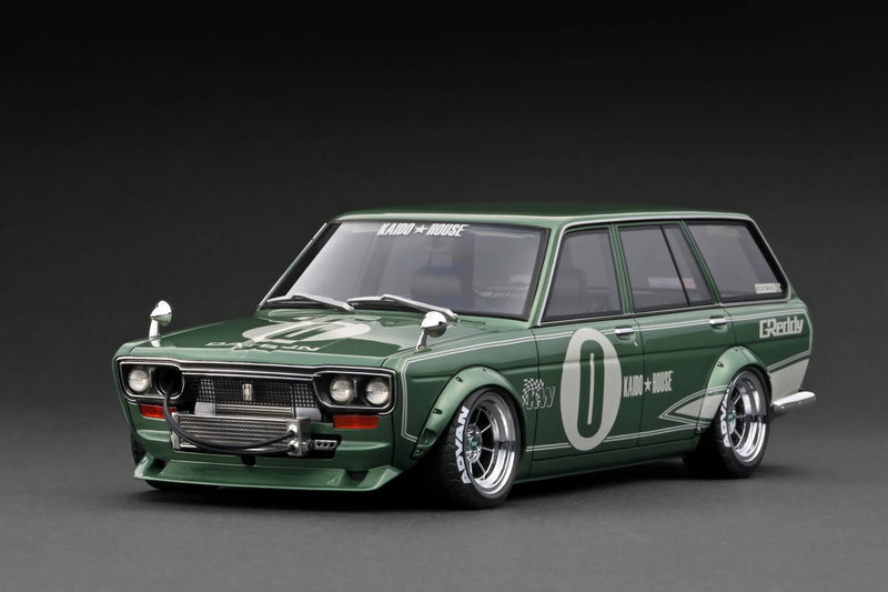 Ignition Model 1:18 Datsun Bluebird (510) Wagon Green Metallic with Jun Imai Figure