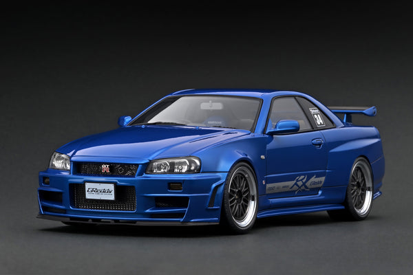 Ignition Model 1:18 Nissan Skyline (R34) GT-R TRUST Greddy 34RX in Blue Metallic