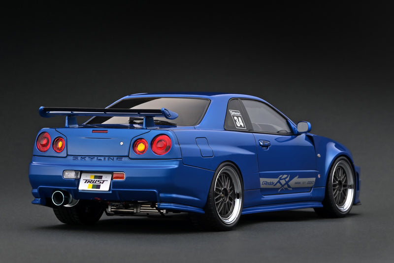 Ignition Model 1:18 Nissan Skyline (R34) GT-R TRUST Greddy 34RX in Blue Metallic