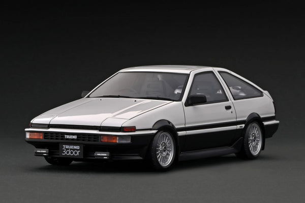 Ignition Model 1:18 Toyota Sprinter Trueno 3Dr GT Apex (AE86) in White & Black