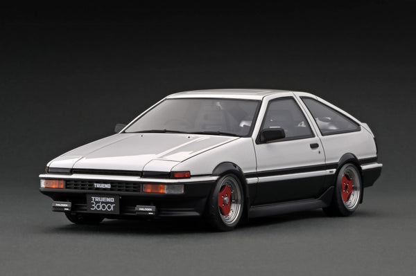 Ignition Model 1:18 Toyota Sprinter Trueno 3Dr GT Apex (AE86) in White & Black