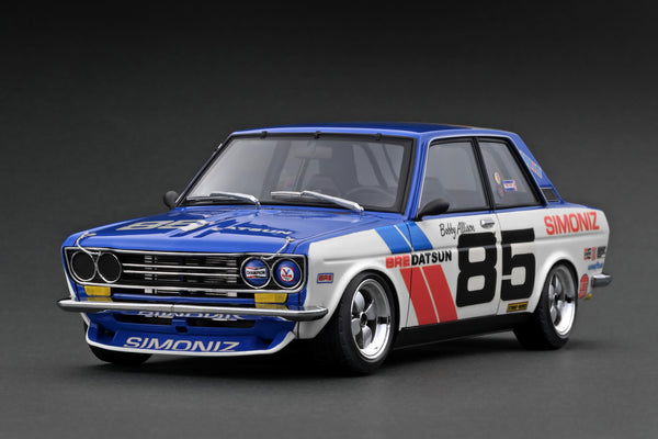 *PREORDER* Ignition Model 1:18 Datsun Bluebird (510) #85 in White / Blue