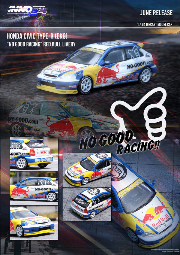 INNO64 1:64 Honda Civic Type-R (EK9) "NO GOOD RACING"  Red Bull Livery