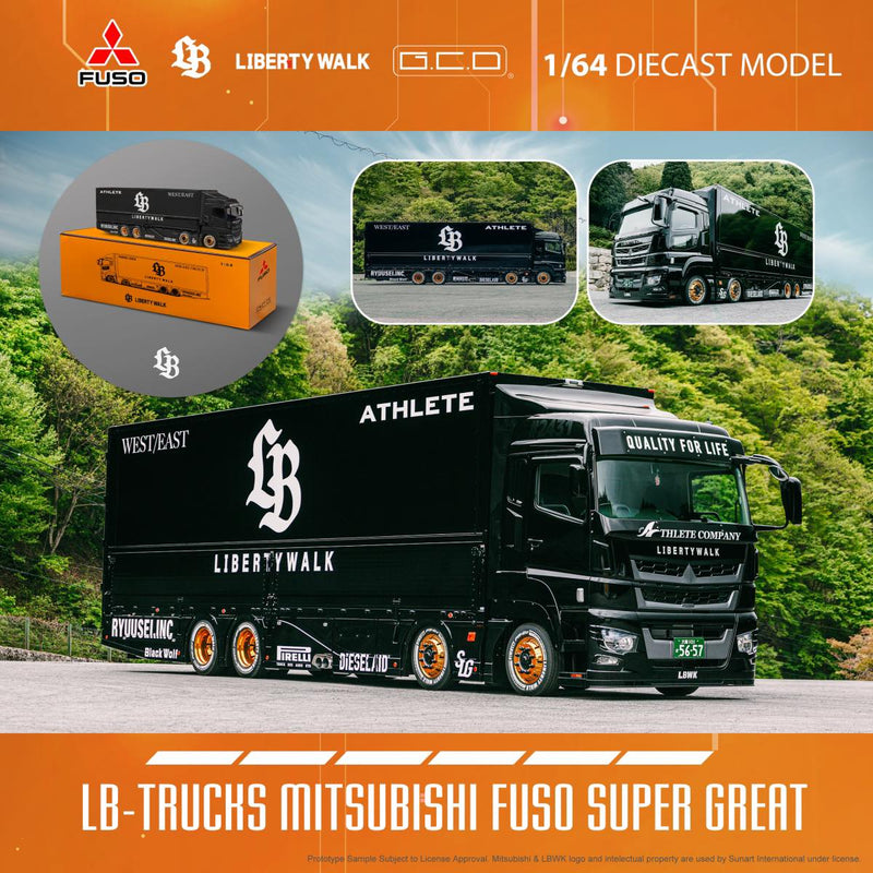 GCD 1:64 Mitsubishi FUSO Super Great Truck Liberty Walk Triple Pack with Special Chase Car