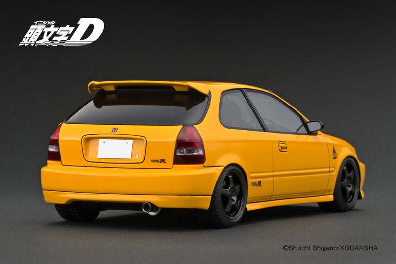 *PREORDER* Ignition Model 1:18 Honda Civic (EK9) Type-R in Yellow Initial D with Carbon Bonnet