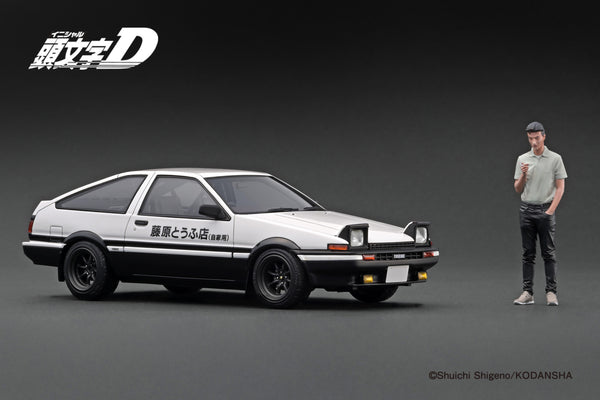 *PREORDER* Ignition Model 1:18 Toyota Sprinter Trueno (AE86) 3DR in White & Black with Mr. Bunta Fujiwara