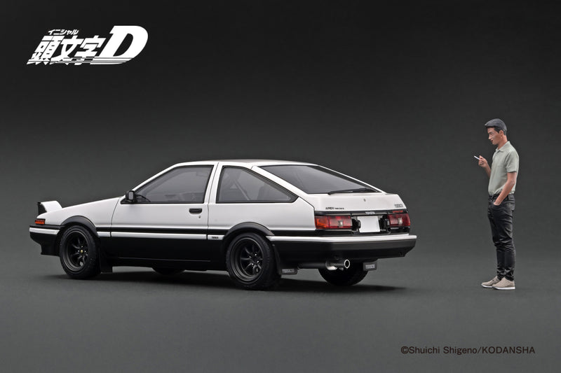 *PREORDER* Ignition Model 1:18 Toyota Sprinter Trueno (AE86) 3DR in White & Black with Mr. Bunta Fujiwara