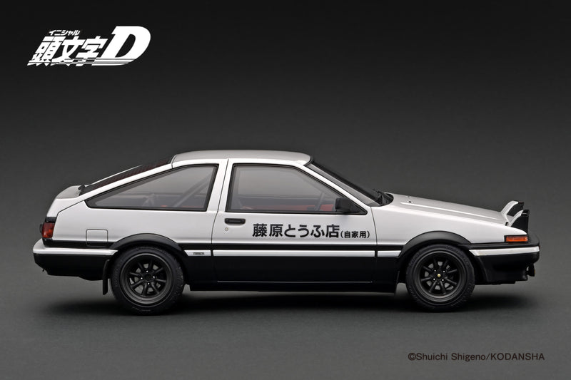 *PREORDER* Ignition Model 1:18 Toyota Sprinter Trueno (AE86) 3DR in White & Black with Mr. Bunta Fujiwara