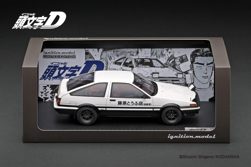 *PREORDER* Ignition Model 1:18 Toyota Sprinter Trueno (AE86) 3DR in White & Black with Mr. Bunta Fujiwara