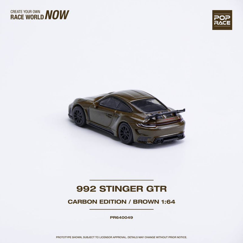 Pop Race 1/64 Porsche 992 Stinger GTR Brown Carbon Fiber Edition