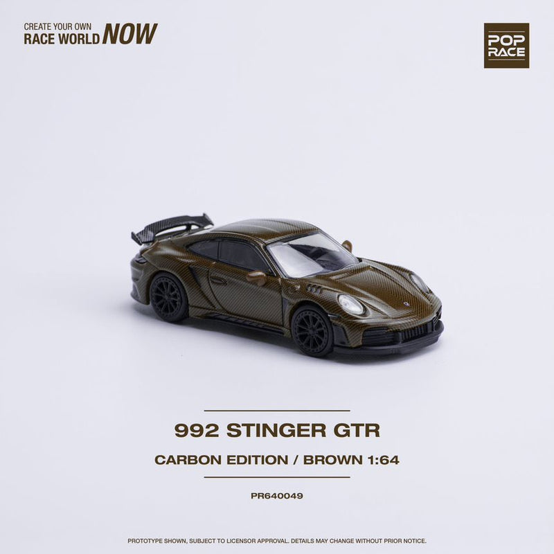 Pop Race 1/64 Porsche 992 Stinger GTR Brown Carbon Fiber Edition