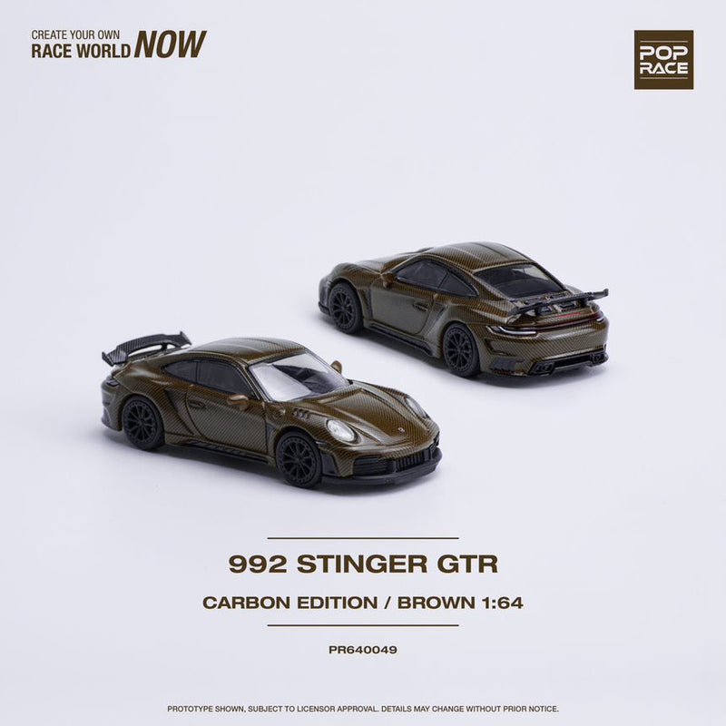 Pop Race 1/64 Porsche 992 Stinger GTR Brown Carbon Fiber Edition