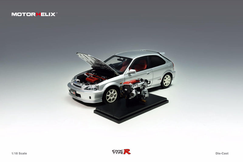 MotorHelix 1/18 Honda Civic Type-R Late Version (EK9) in Vogue Silver Metallic