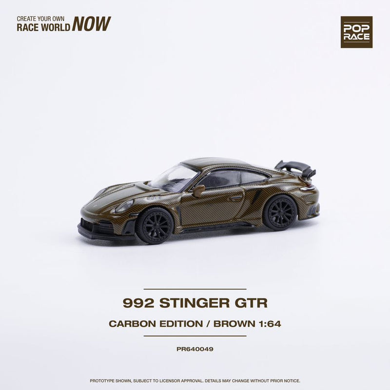 Pop Race 1/64 Porsche 992 Stinger GTR Brown Carbon Fiber Edition