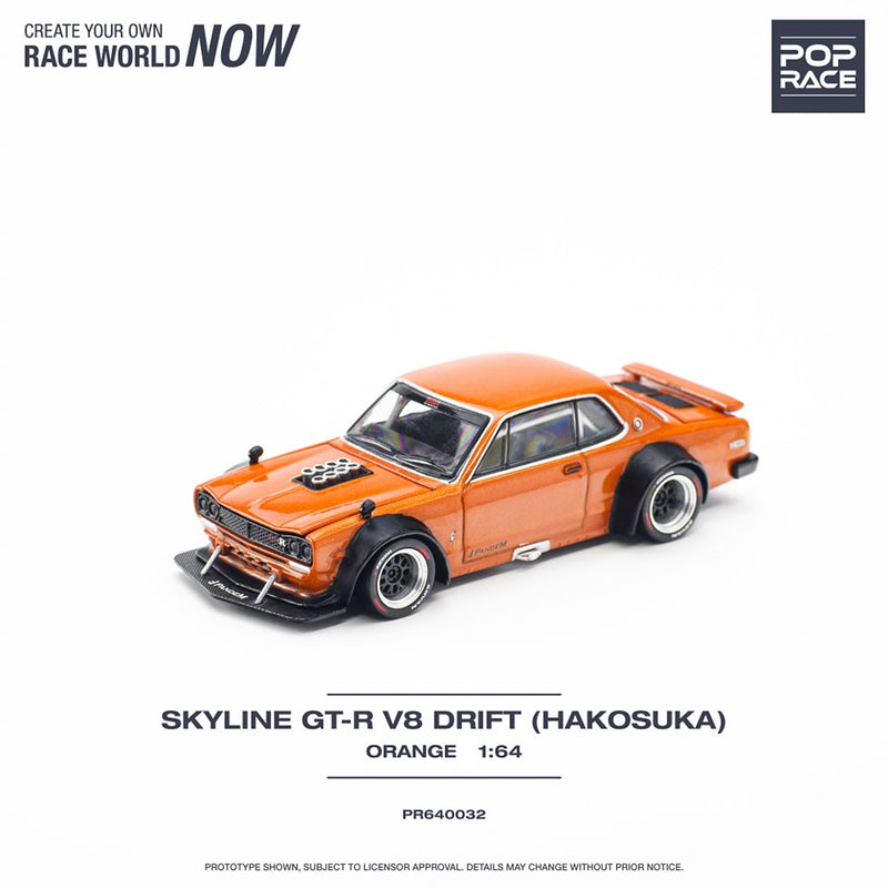 Pop Race 1/64 Nissan Skyline  GT-R V8 Drift (Hakosuka) in Orange