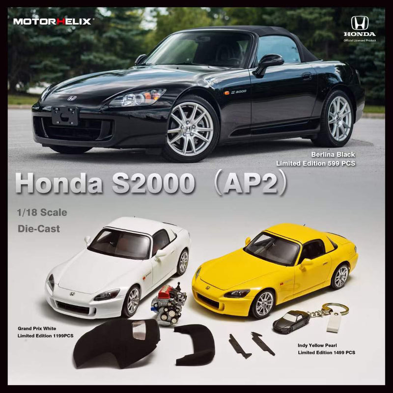 MotorHelix 1/18 Honda S2000 (AP2) in Grand Prix White