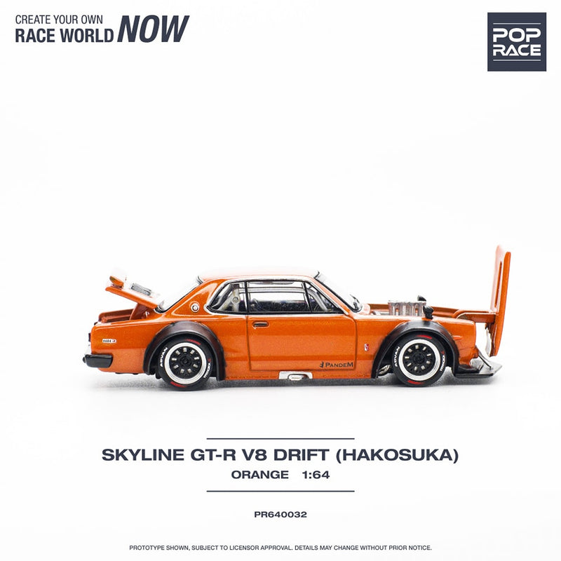 Pop Race 1/64 Nissan Skyline  GT-R V8 Drift (Hakosuka) in Orange