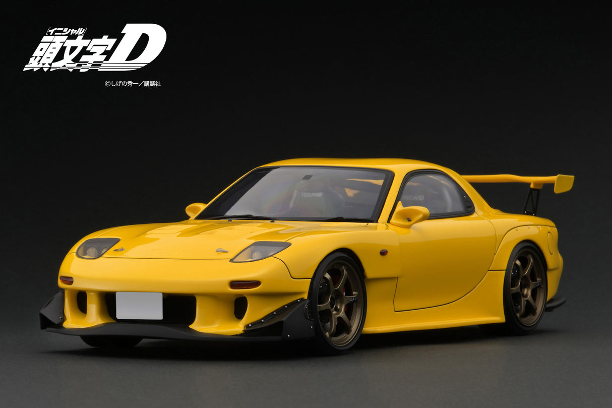Ignition Model 1:18 Initial D Mazda RX-7 (FD3S) Yellow with Mr. Keisuke Takahashi