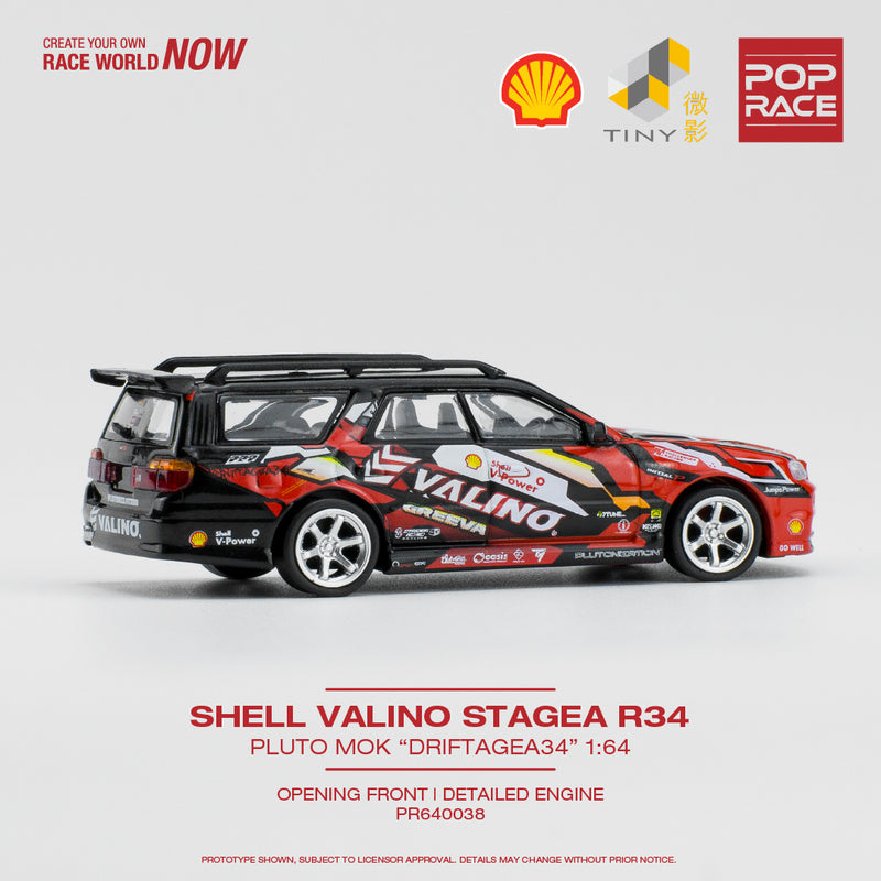 Pop Race 1/64 Nissan Stagea (R34 Converted) Pluto Mok "DRIFTGEA34" Shell Valino