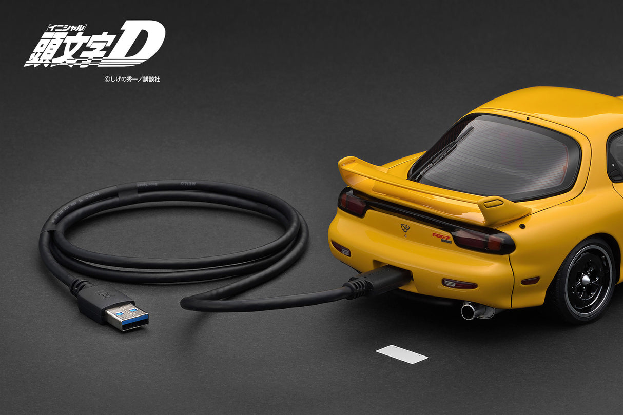 *PREORDER* Ignition Model 1:18 Initial D Mazda RX-7 Mazda Speed A-spec (FD3S) in Yellow with Sound & LED Version