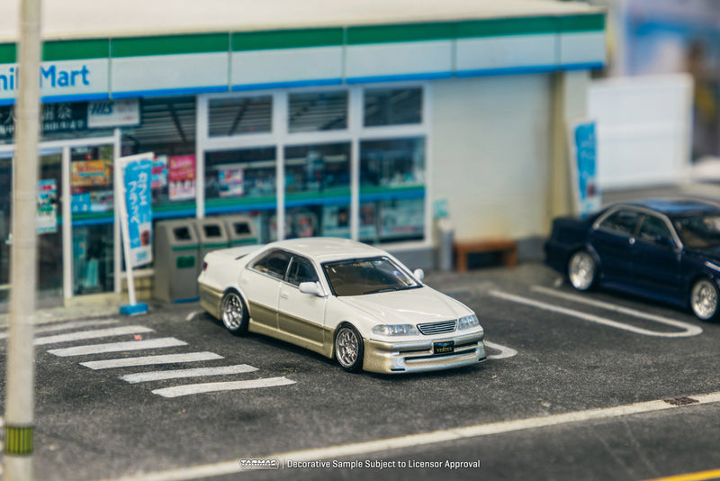 Tarmac Works 1/64 Toyota JZX100 Mark II VERTEX Lamely Special in White Metallic