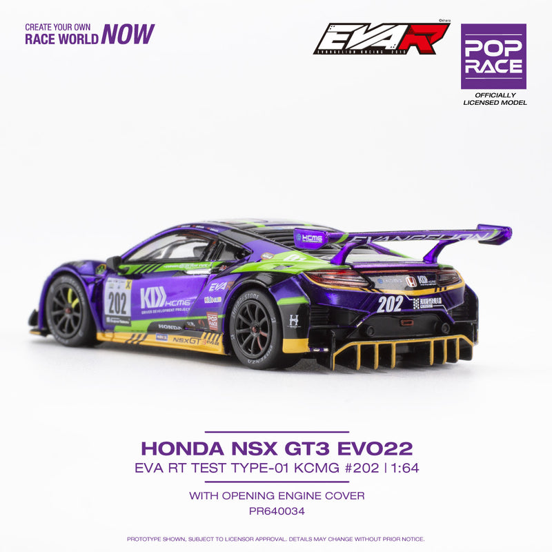 Pop Race 1/64 Honda NSX GT3 EVO22 EVA Test Type-01 KCMG