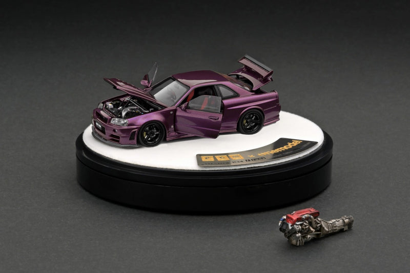 PGM x One Model 1:64 Nissan Skyline GT-R (R34) in Midnight Purple Luxury Version