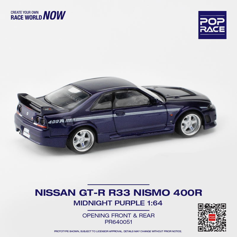 Pop Race 1/64 Nissan Skyline (BNCR33) NISMO 400R in Midnight Purple