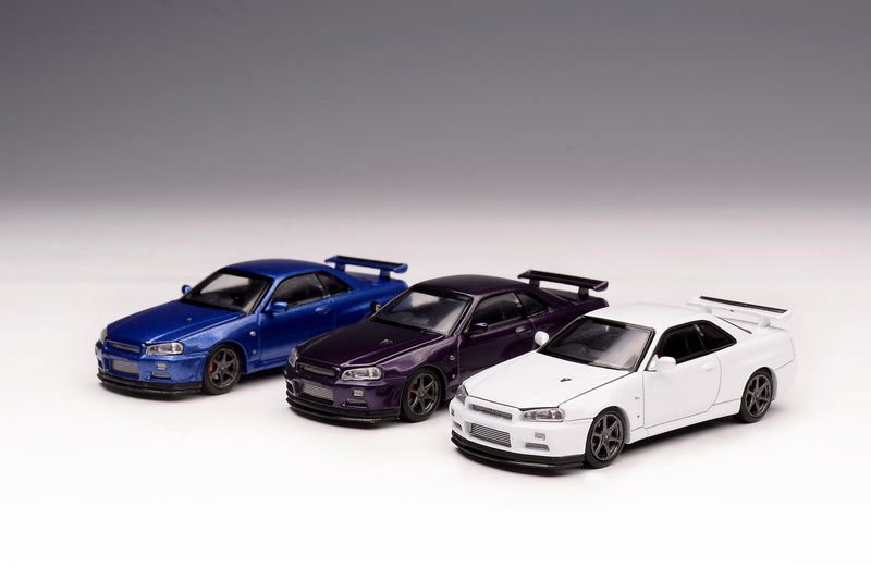 MotorHelix 1/64 Nissan Skyline GT-R (BNR34) in Midnight Purple