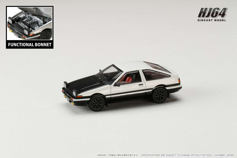 Hobby Japan 1:64 Toyota Sprinter Trueno GT Apex (AE86) in White / Black with Carbon Bonnet