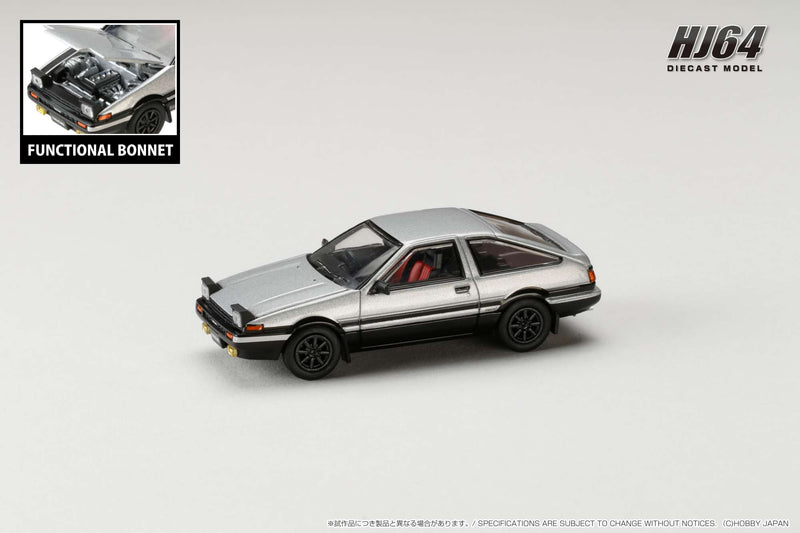 Hobby Japan 1:64 Toyota Sprinter Trueno GT Apex (AE86) Custom Version in Silver / Black