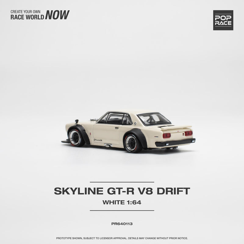 Pop Race 1:64 Nissan Skyline  GT-R V8 Drift (Hakosuka) in White