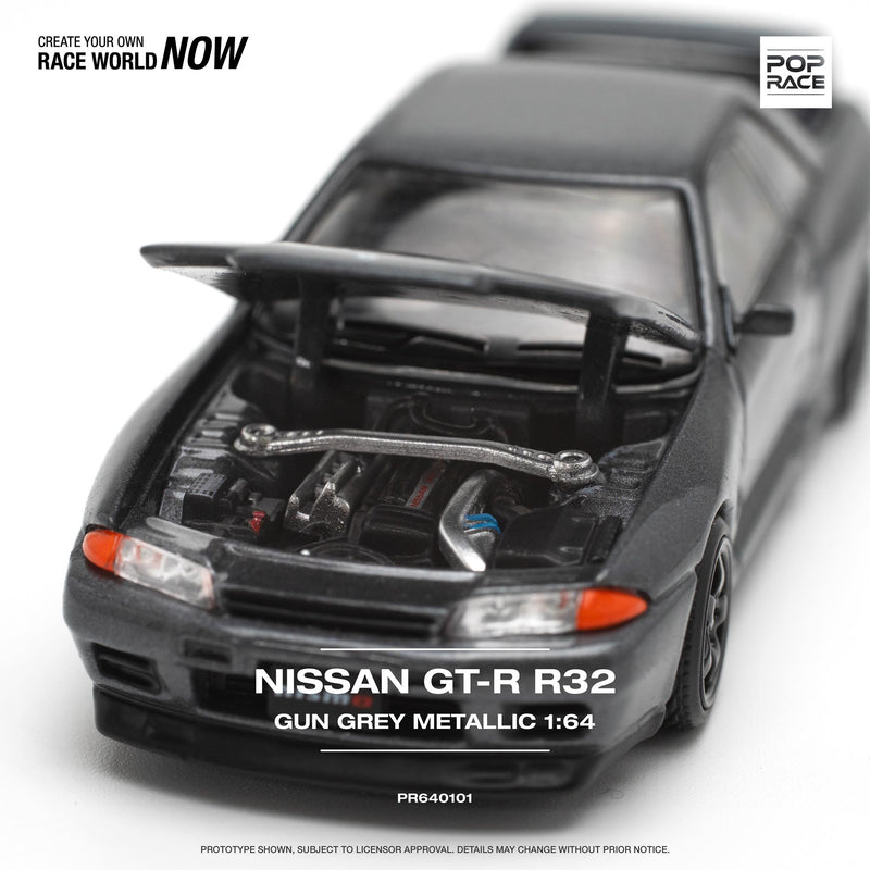 *PREORDER* Pop Race 1:64 Nissan Skyline GT-R R32 in Gun Grey Metallic