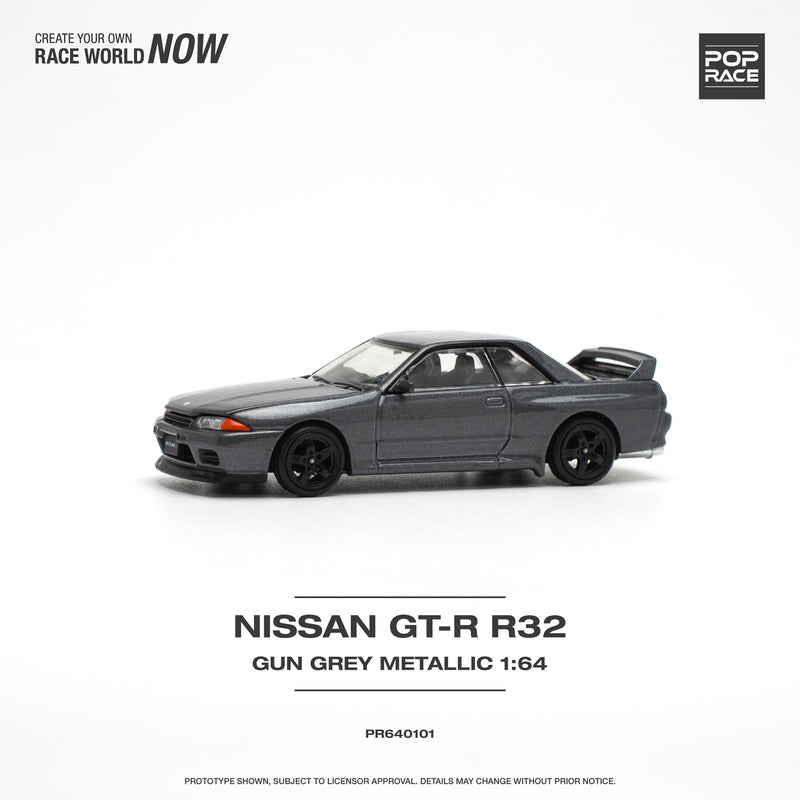 *PREORDER* Pop Race 1:64 Nissan Skyline GT-R R32 in Gun Grey Metallic