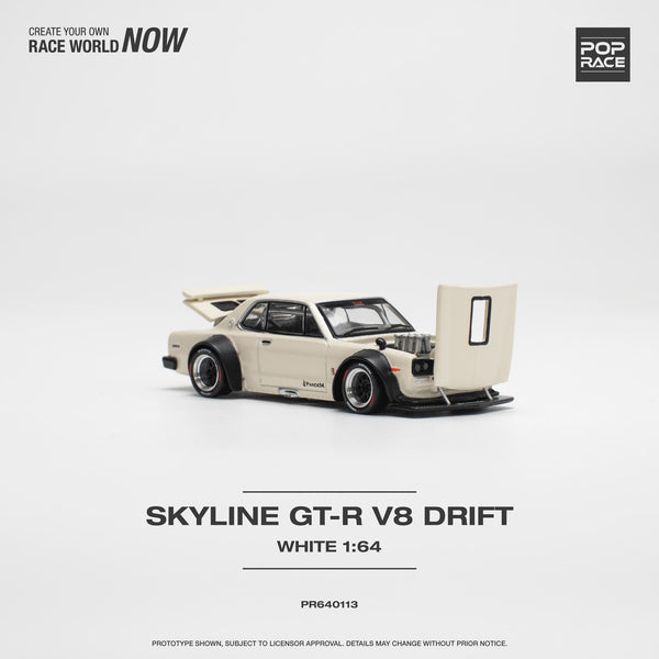 Pop Race 1:64 Nissan Skyline  GT-R V8 Drift (Hakosuka) in White