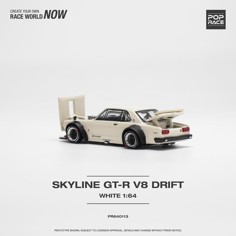 Pop Race 1:64 Nissan Skyline  GT-R V8 Drift (Hakosuka) in White