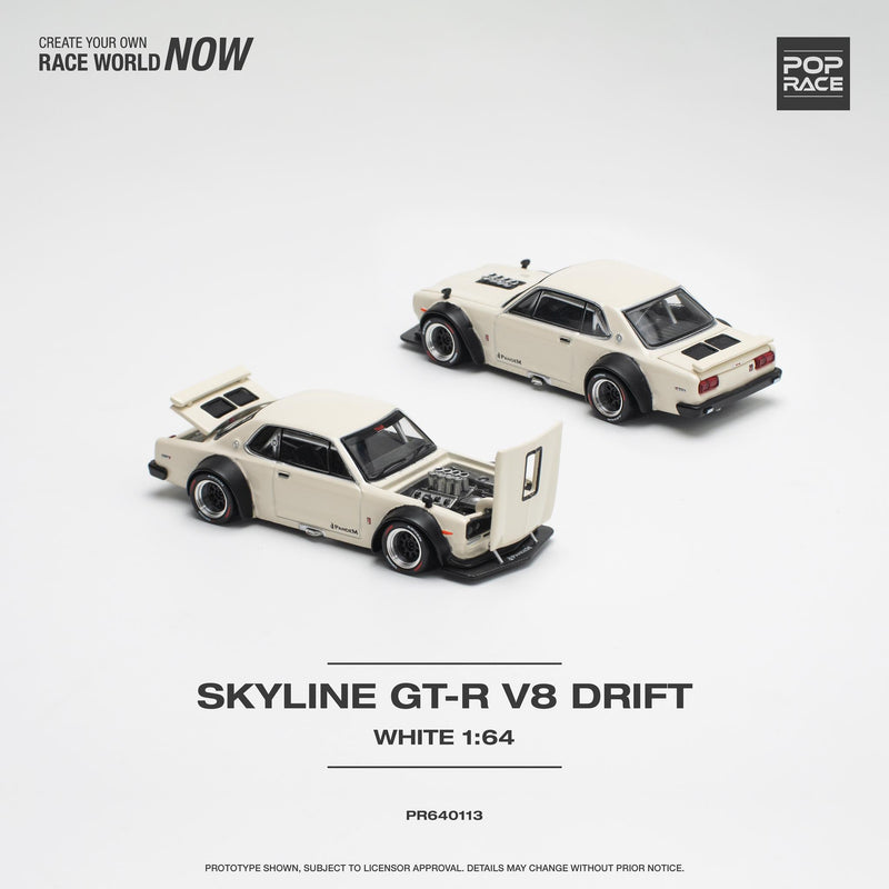 Pop Race 1:64 Nissan Skyline  GT-R V8 Drift (Hakosuka) in White