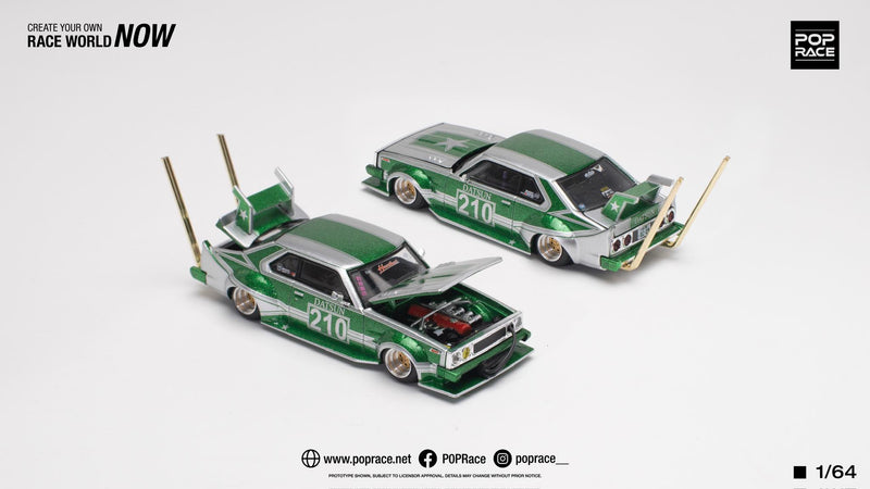 *PREORDER* Pop Race 1/64 Nissan Skyline (C210) Bosozuko Style in Silver / Green