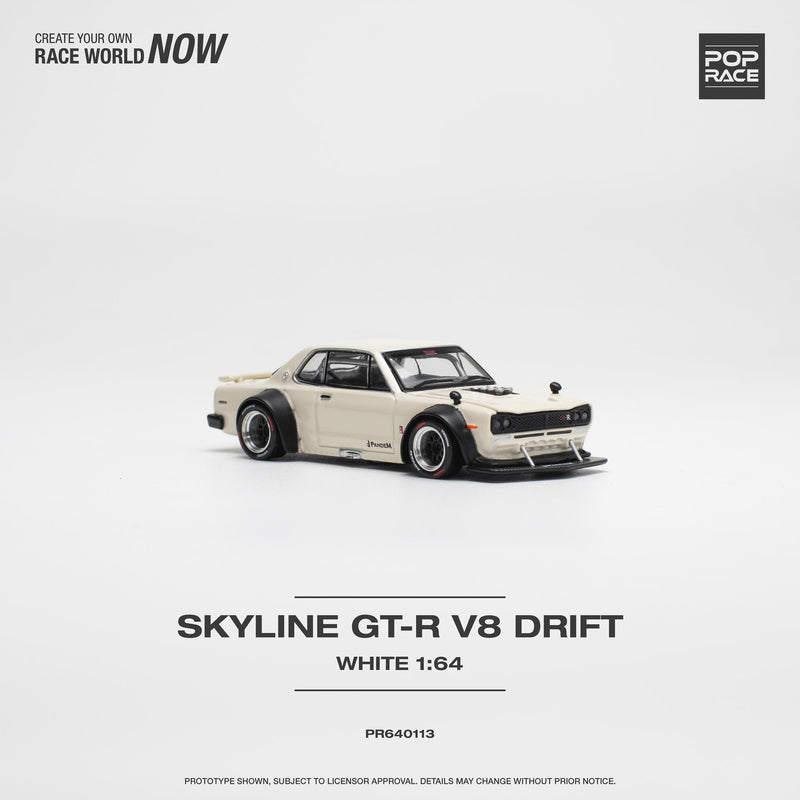 Pop Race 1:64 Nissan Skyline  GT-R V8 Drift (Hakosuka) in White