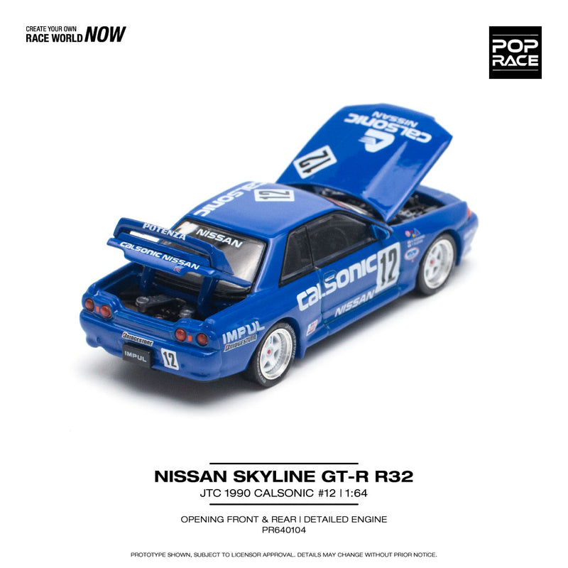 Pop Race 1/64 Nissan Skyline GT-R (R32) JTC 1990 Calsonic