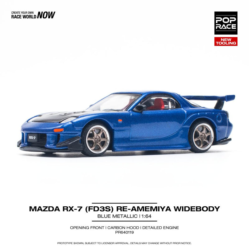 Pop Race 1:64 Mazda RX-7 (FD3S) RE-Amemiya in Metallic Blue