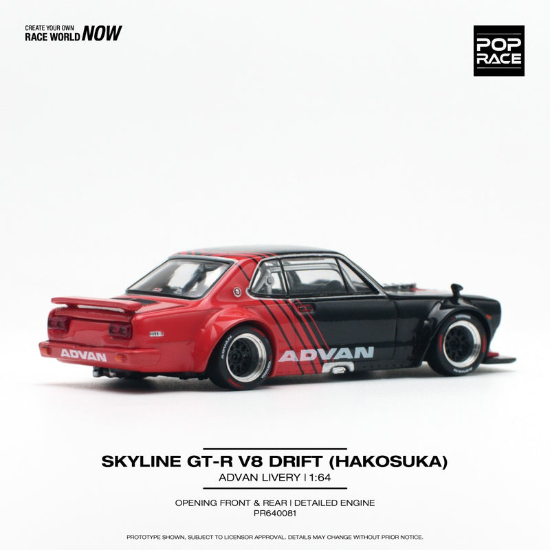 *PREORDER* Pop Race 1:64 Nissan Skyline GT-R V8 Drift (Hakosuka) Advan Racing Livery