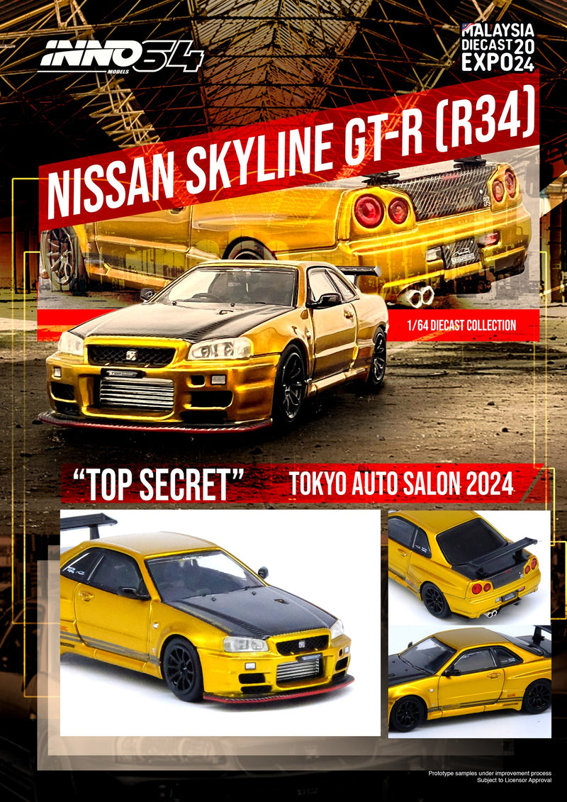 INNO64 1:64 Nissan Skyline GT-R (R34) "TOP SECRET" Tokyo Auto Salon 2024 MDX Edition (ONE PER CUSTOMER / ORDER)