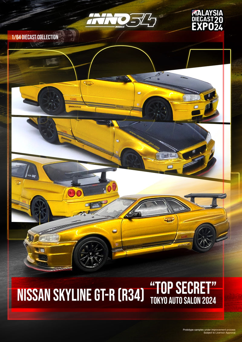 INNO64 1:64 Nissan Skyline GT-R (R34) "TOP SECRET" Tokyo Auto Salon 2024 MDX Edition (ONE PER CUSTOMER / ORDER)